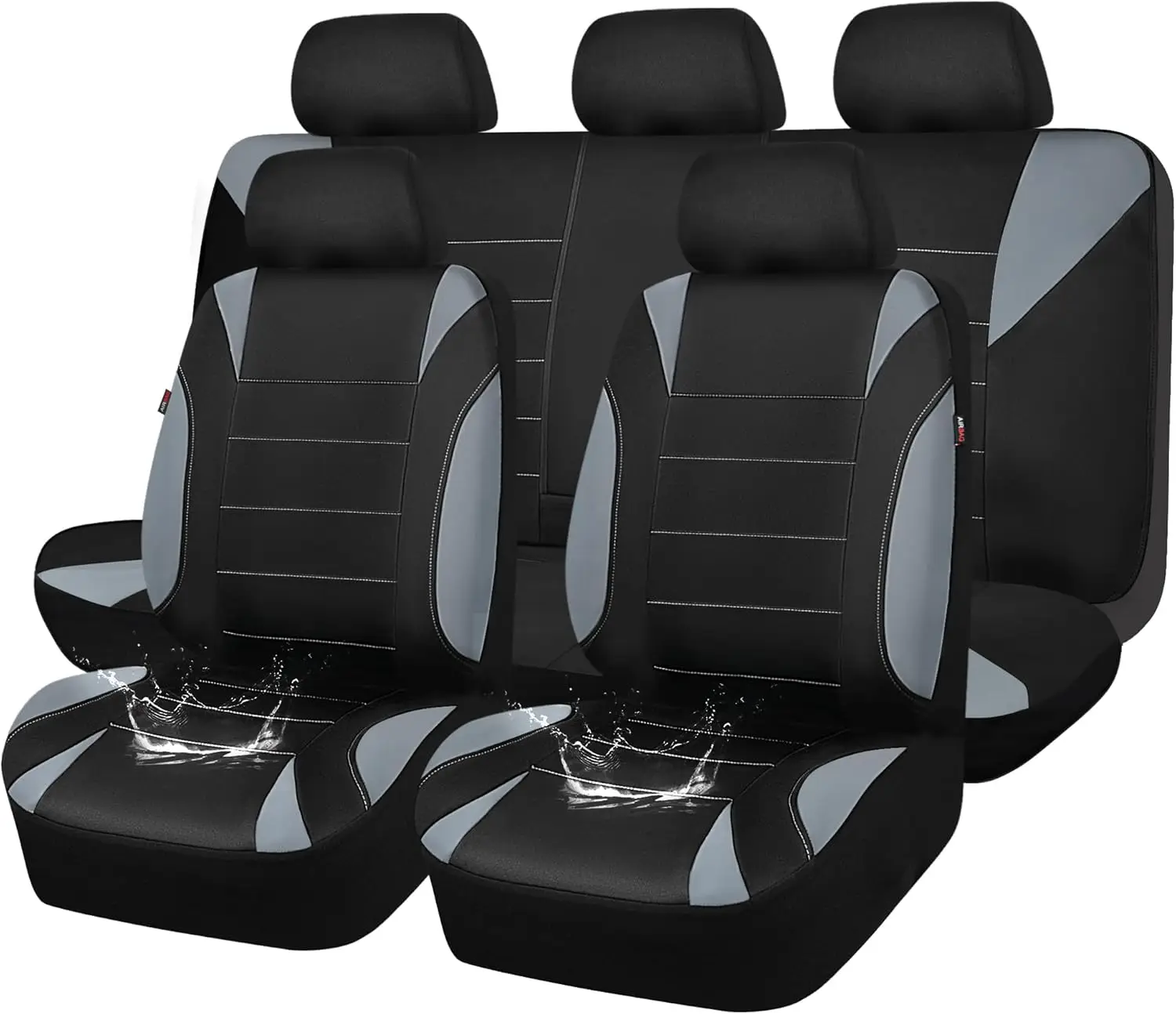 

Waterproof Car Seat Covers Full Set, Universal Fit for Cars SUVs Trucks, EVA Neoprene, Black/Gray