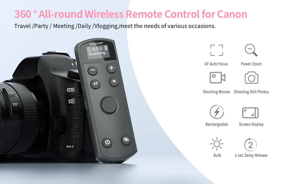 BR-E1 Drahtlose Fernbedienung Kamera Auslöser für Canon EOS R1 R3 R5 R5II R5C R6 R6II R7 R8 R10 R50 R50V R1 M6II M50 M200 – Detail 2