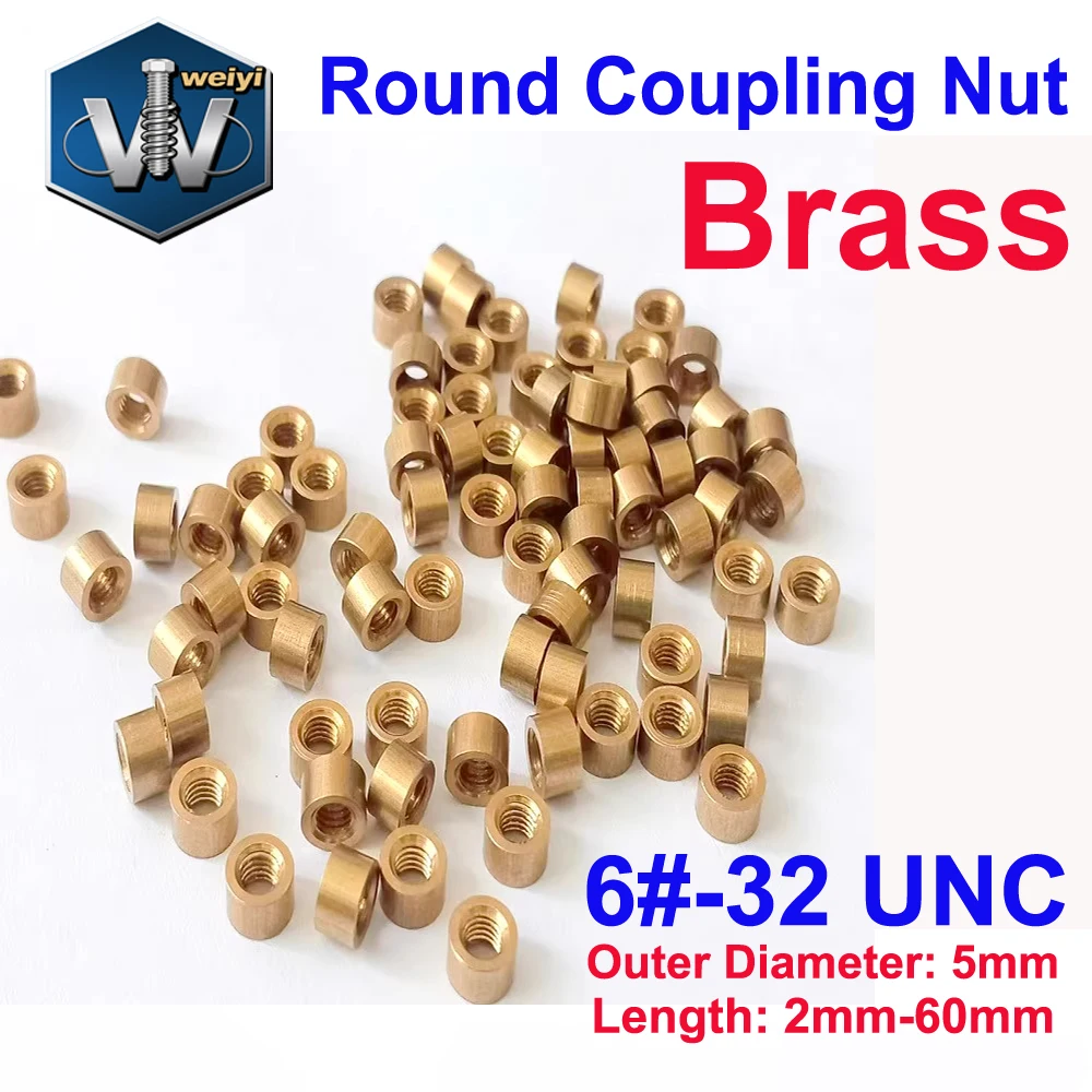 

Weiyi 6#-32 UNC Round Brass Standoff Spacer Extended Long Coupling Nuts Copper Double Pass Hollow Pillars for PCB OD5mm