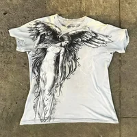 Motorcyc Classic Y2K Gothic Style Oversized T-Shirt round Neck Cotton High Street Tops for Men And Women 2