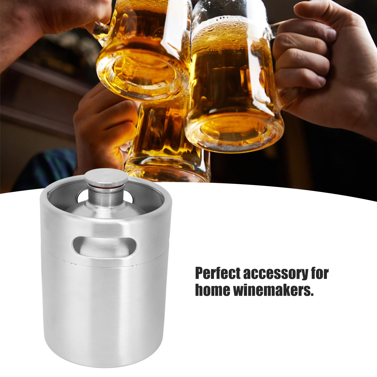 

2-Liter Portable Beer Keg Stainless Steel Beer Keg Excellent Sealing Performance Screw Cap Beer Keg