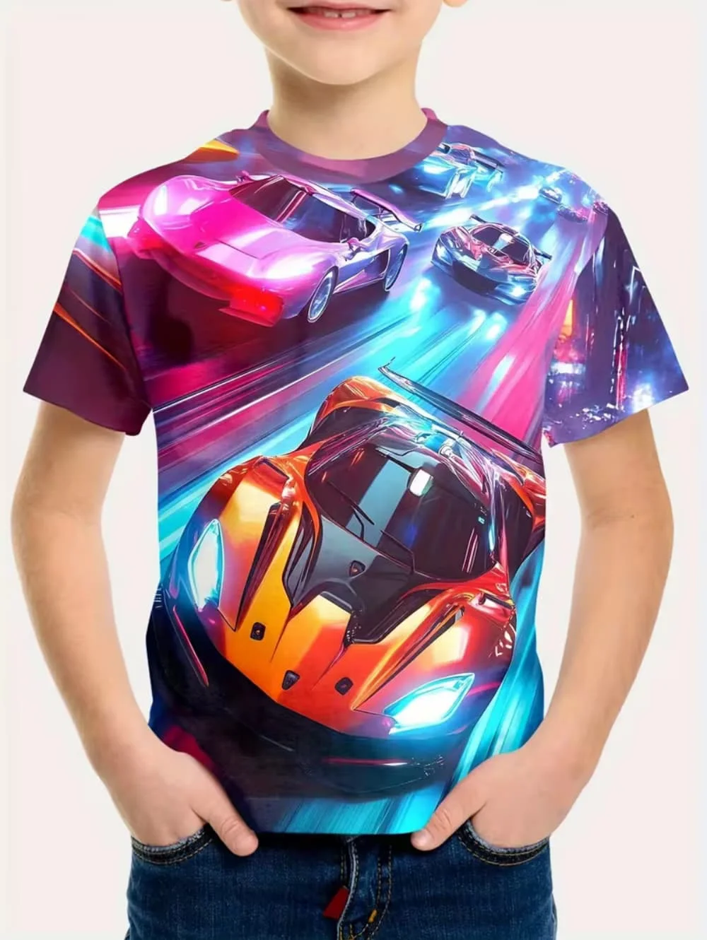 Kids Clothes Boys Tshirt Short Sleeve Stylish Car Racing Graphic T Shirts Children Summer Clothes Casual Streetwear Boys Clothes