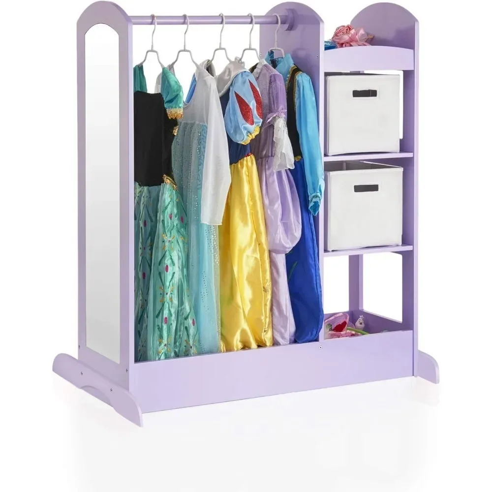 

Детский шкаф для хранения одежды с зеркальными полками, игровой шкаф, органайзер для костюмов, нижний ящик