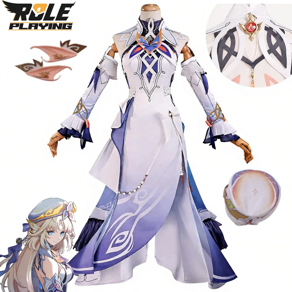 jeu-genshin-impact-nicole-reeyn-cosplay-costume-femmes-fantaisie-robe-elfe-oreilles-chapeau-ensemble-vetements-halloween-carnaval-fete-costume