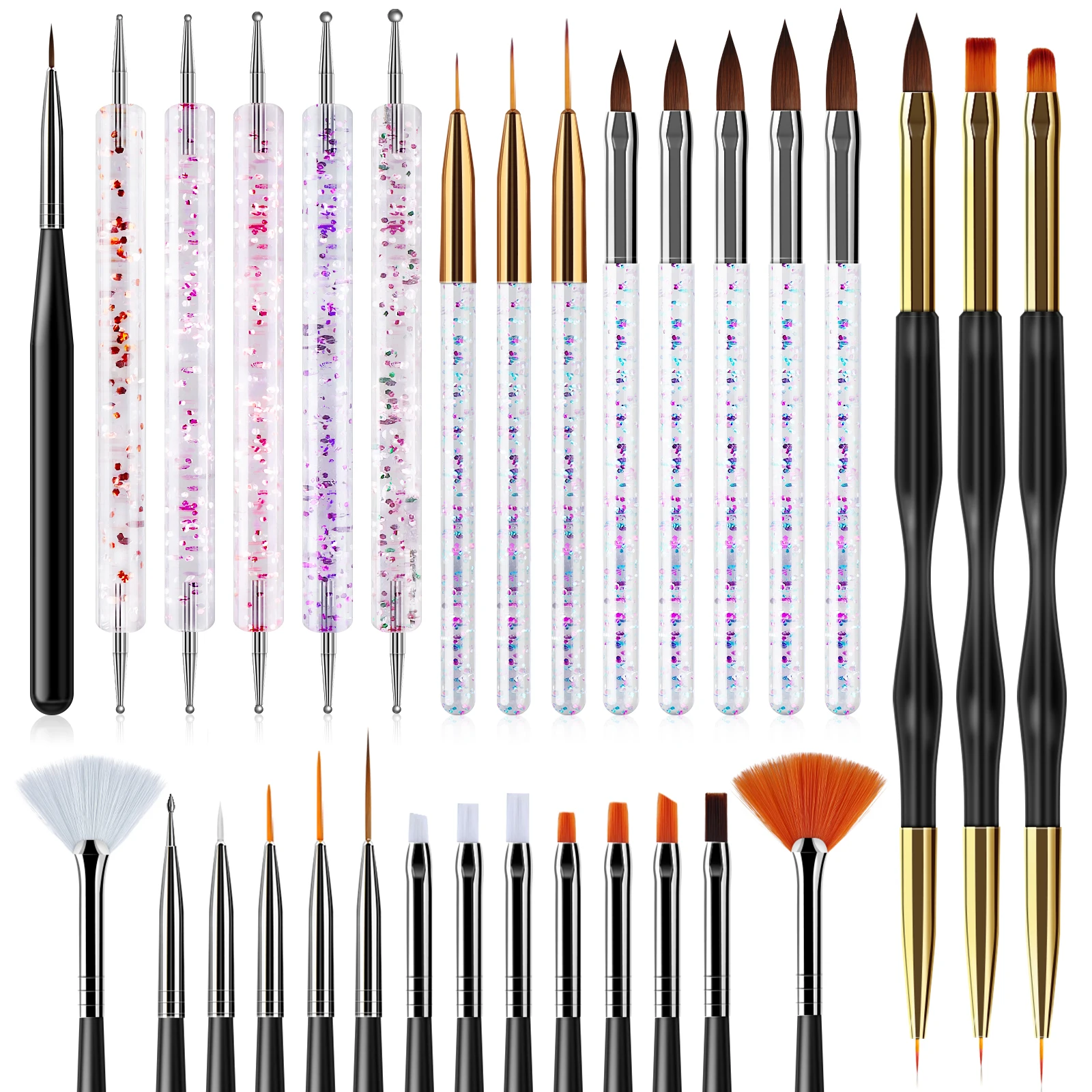 SAVILAND 31pcs Nail Art Brushes Design Tip Painting Drawing Carving Dotting Pen Liner Acrylic Gel UV Polish Manicure Tools