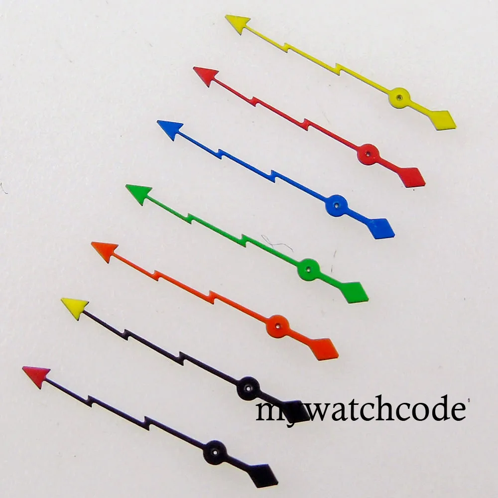 13mm Watch Flash Second Hands Needles Red/Blue/Yellow/Orange/Green/Black Color Fit NH35A NH36A Automatic Movement Green Luminous