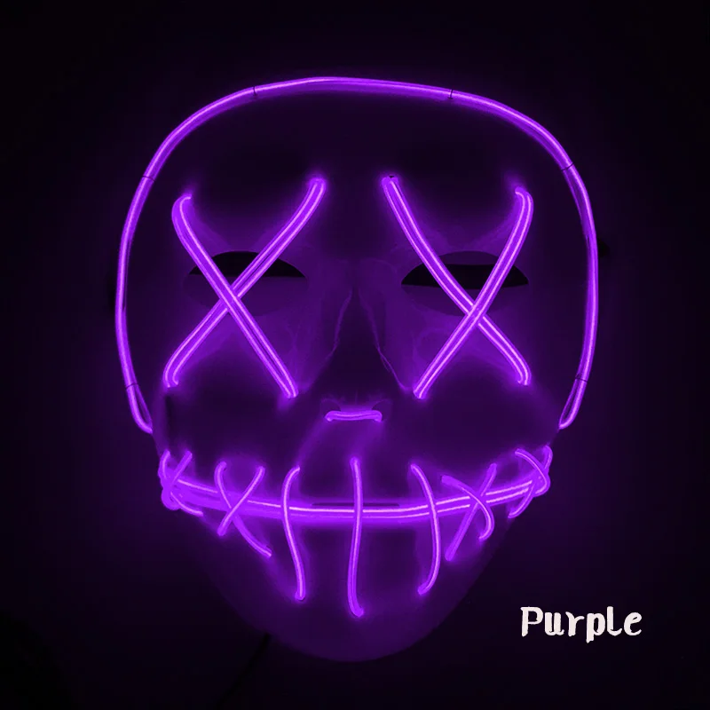 Cosplay Light Up Purge Election Year Mask Scary Movie Horror Props Haunted House Luminous Masks For Carnival Glowing Decoration
