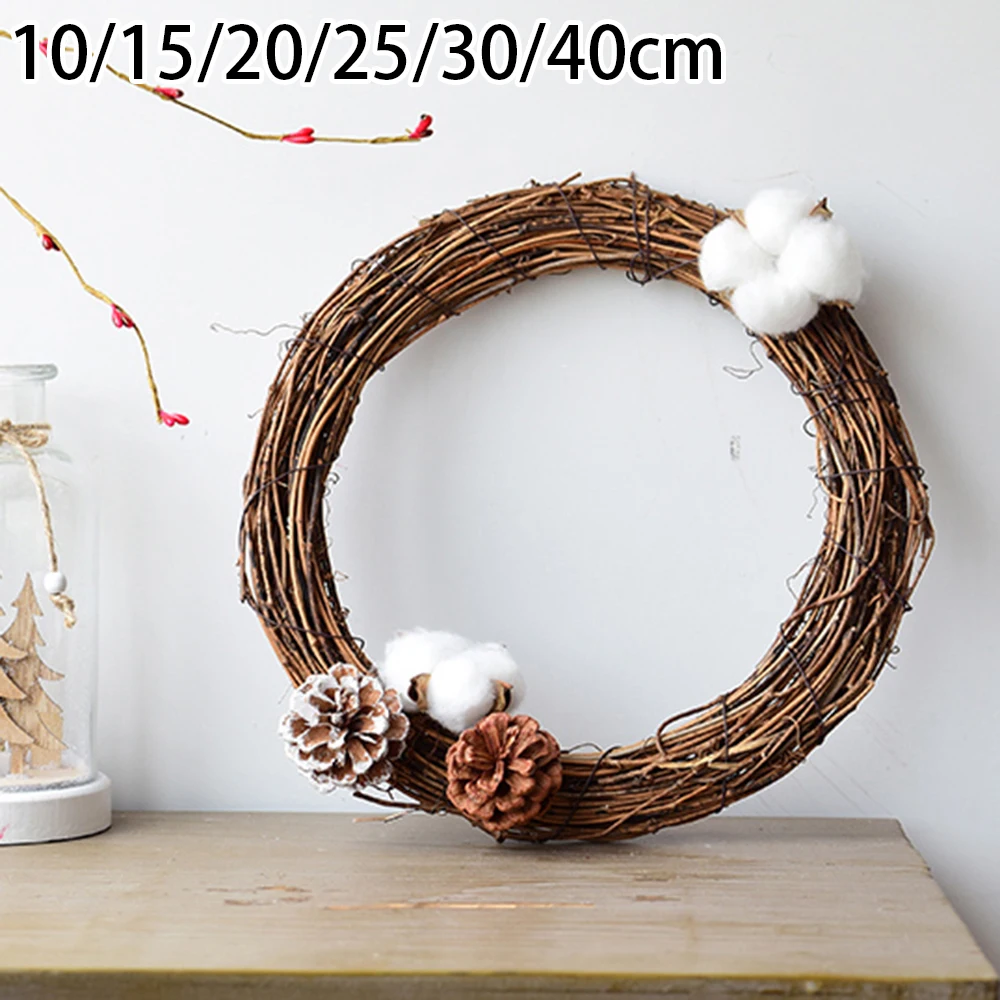 `10/15/20/25/30/4`0CM Rattan Wreath` Christmas Artificial Flowers `Garland Hanging Ornament`DIY Floral Wreath Wedding`Home Decor