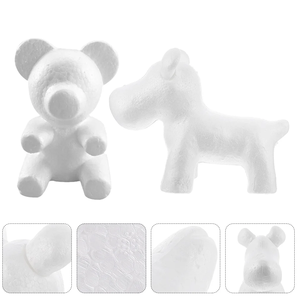 

2 Pcs Foam Animal Shapes Model Bear Artificial Flower Decorative Models