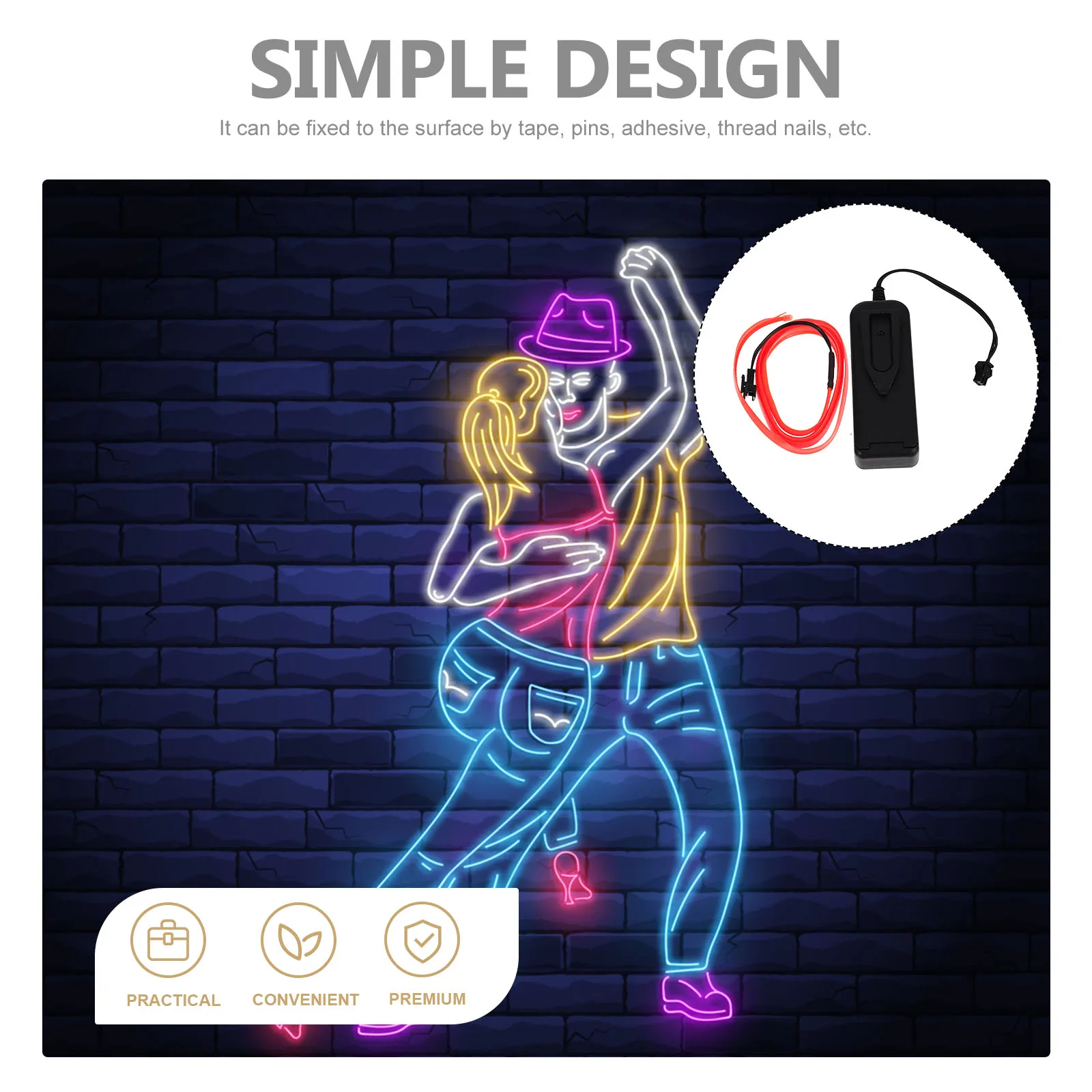

LED Neon Lights Flexible El Wire Red Glow Ambient Car Interior Decor Clothes Dance Party Supplies Christmas Stage