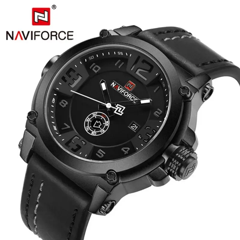 NAVIFORCE Men Watch Sport Waterproof Men Watch Military Army Business Leather Business Quartz Male Clock