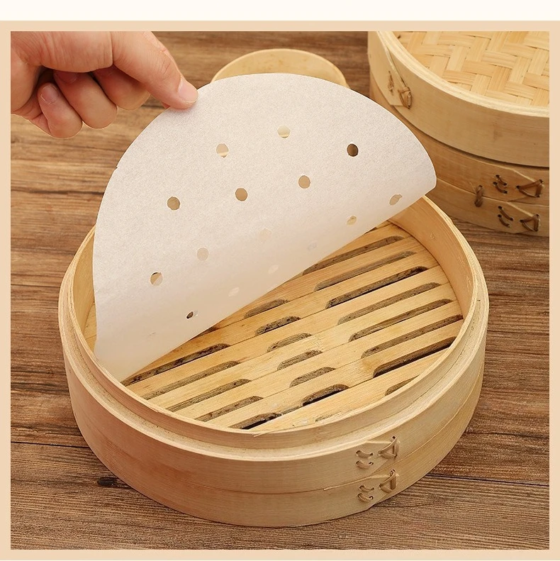 

100pcs Steamer Papers Disposable Non-Stick Steamer Mat Oil Paper Air Fryer Oven Kitchen Pan Pad Airfryer Bakpapier