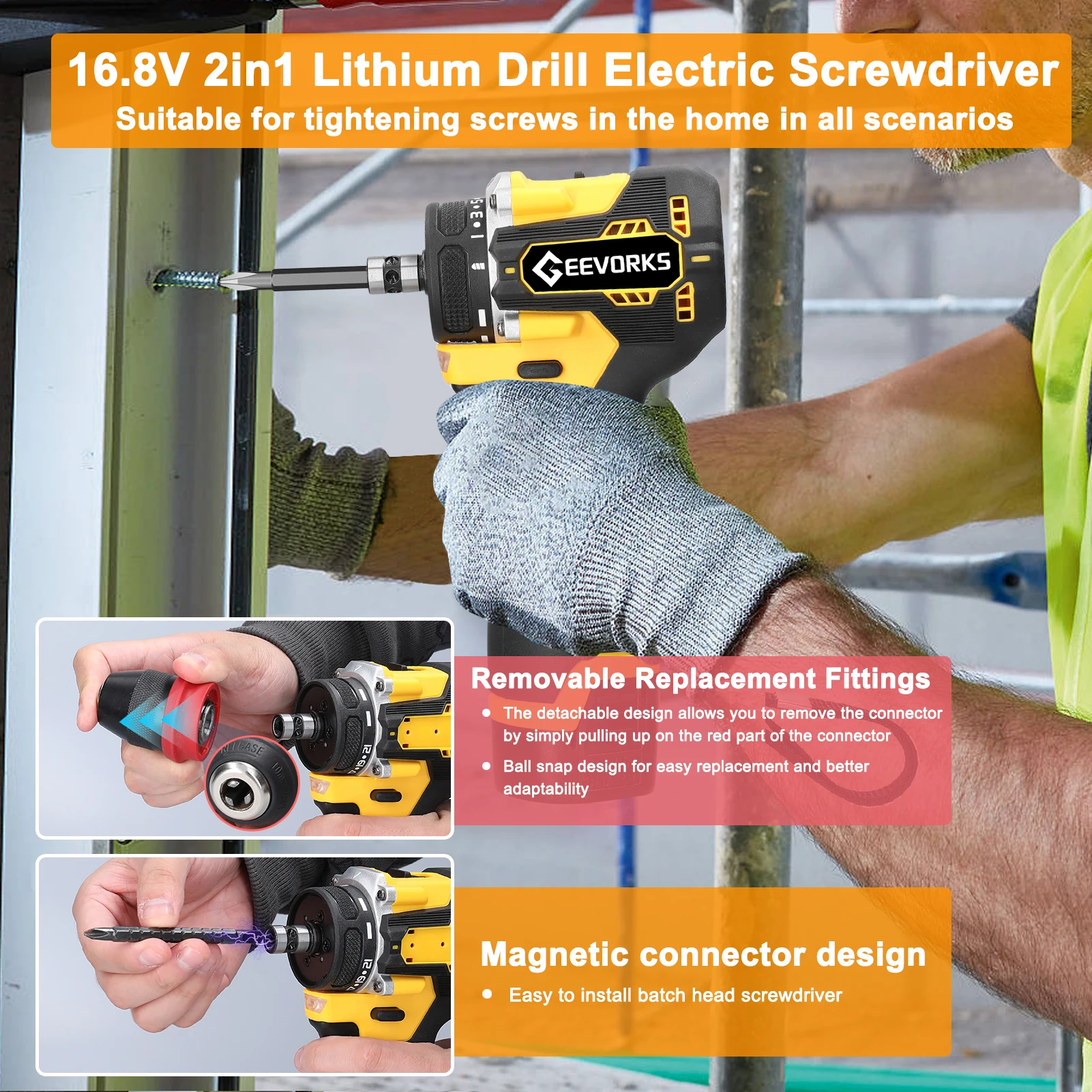 Imagem -05 - Brushless Lithium Battery Screwdriver Mini Broca Ajustável Chave de Fenda Recarregável Faça Você Mesmo Power Tool 1300mah 16.8v 45 Torque