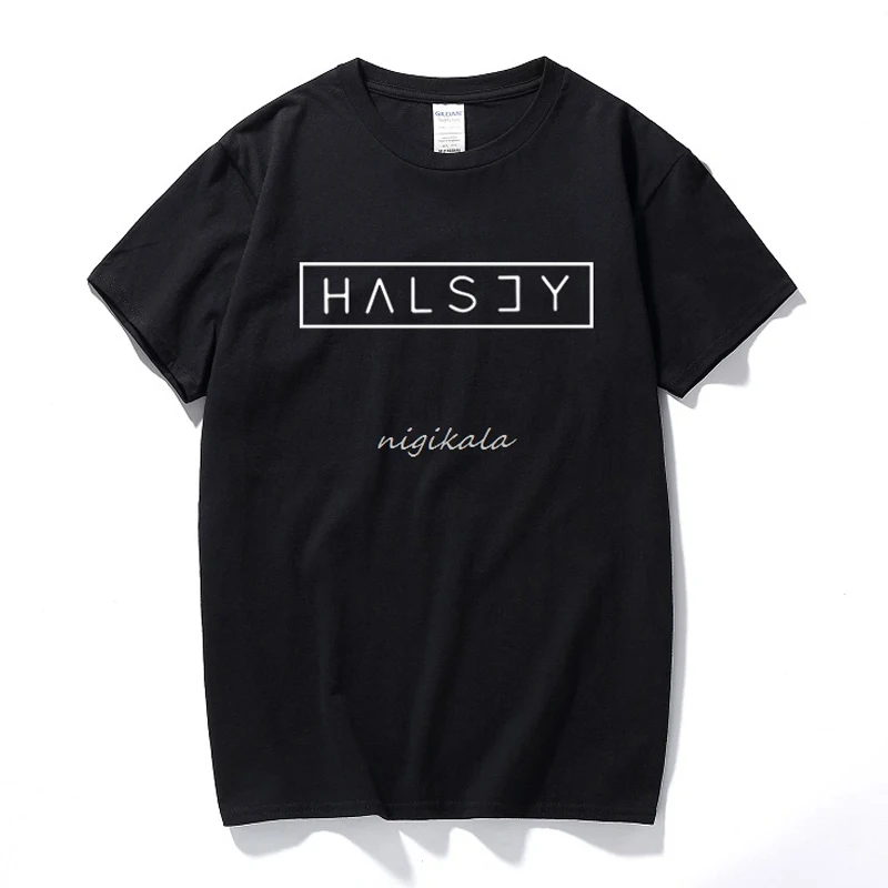 Summer Fashion Halsey Letter High Quality Printed T-shirt For Men Casual 100% Cotton Round Neck Short Sleeve Tee Shirts