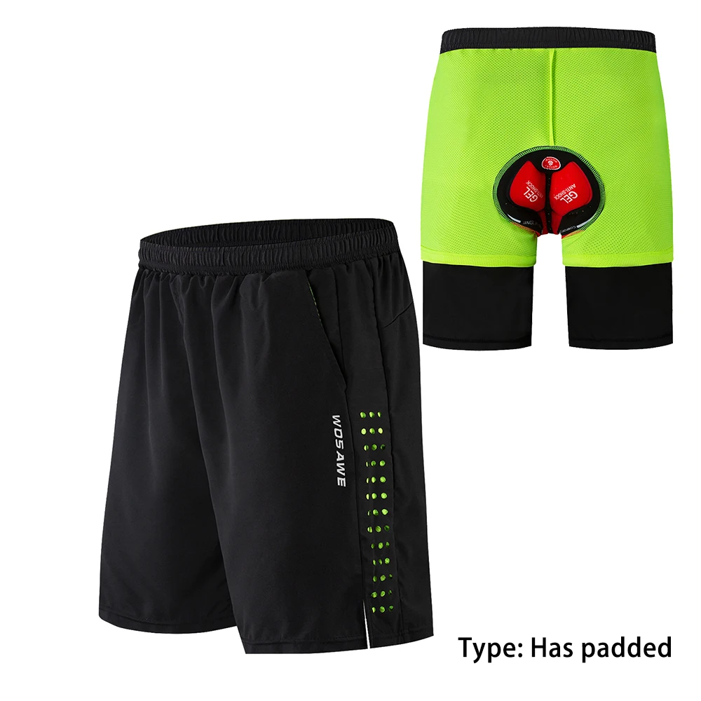 WOSAWE Sommer Herren Fahrradshorts mit Gel-Polsterung Mountainbike Downhill-Shorts Lockere Lauf- und Rennrad-Shorts MTB Fahrradshorts