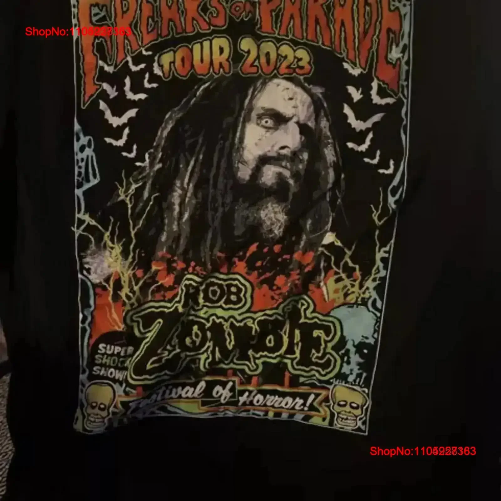 Rob Zombie 2023 Freaks on Parade Concert Tour T Shirt AHN00374 vintage Washed Breathable homme Soft streetwear fashion vintage