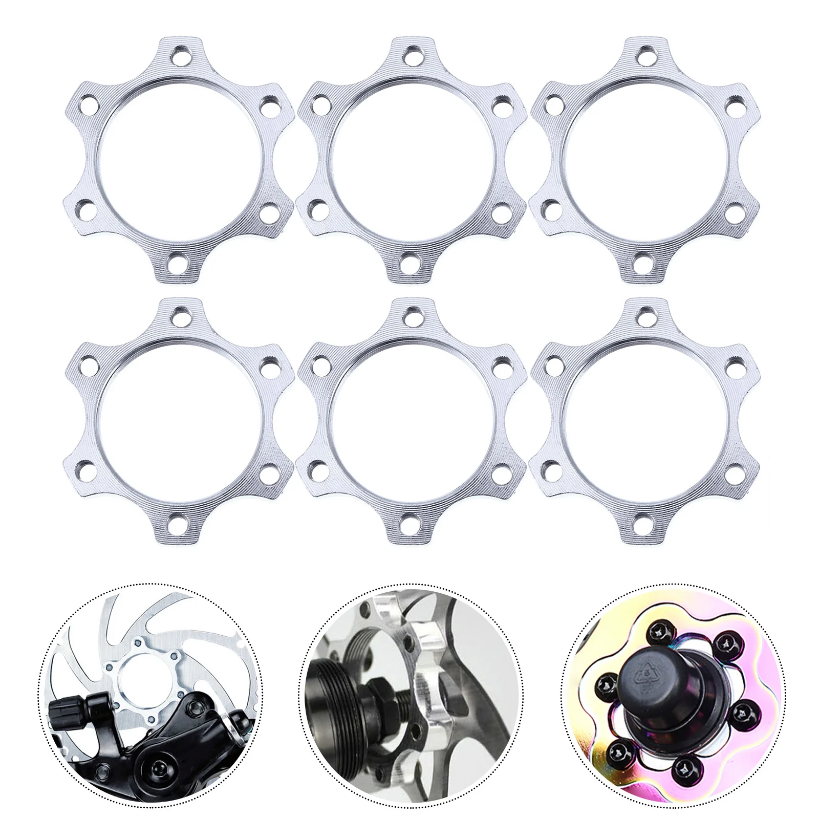 

6 Pcs Disc Brake Mountain Bike Tool 6-Bolt Rotor Adapter Flange Lock Practical Hub Supplies Center-Lock Hubs Wheel Spacers