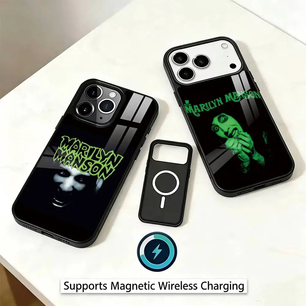Rock Singer M-Marilyn Manson Phone Case For iPhone17,16,15,14,13,12,11 Plus,Pro Magnetic Supports Magnetic Wireless Charging