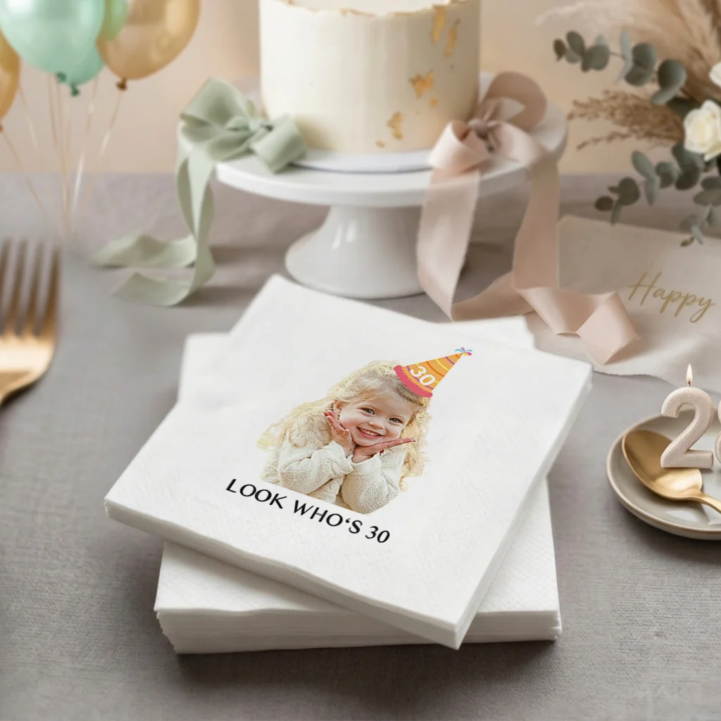 Custom Paper Napkins for Birthday Custom Napkins of Cocktail Disposable Napkins, for Cocktail Party Baby Shower Wedding