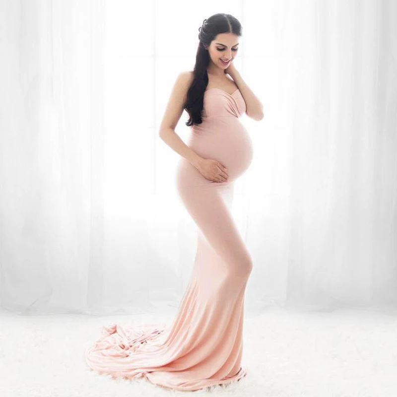 Maternity Dresses for Photo Shoot Pregnancy Vestidos Women Summer Elegant Off Shoulder Sexy Bodycon Floor-Length Long Maxi Dress