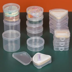 Boîte en plastique pour le rangement des cosmétiques, étui pour bouffée d'éponge transparente, sacs cosmétiques de voyage portables, étui pour triangle rond et carré