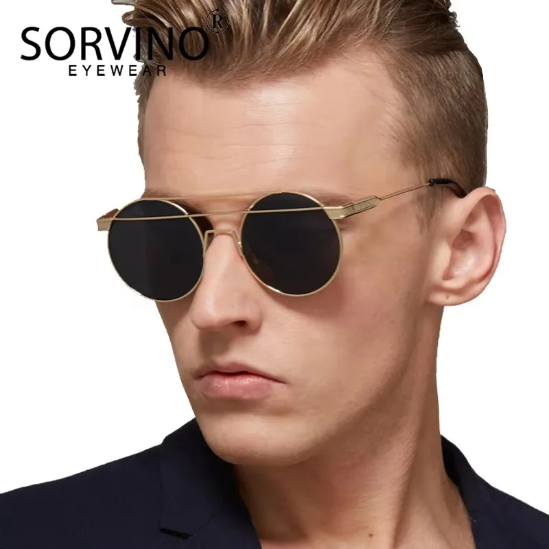 

SORVINO Classic Gothic Sunglasses Men Women Retro Round Steampunk Metal Mirror Sun Glasses Fashion Cyberpunk Eyeglasses Shades