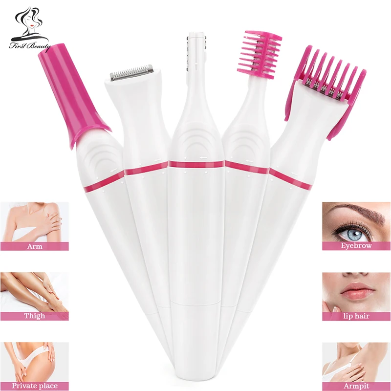 

5 In 1 Electric Women Hair Removal Shaving Machine Mini Trimmer Razor Bikini for Female Face Eyebrow Underarm Clipper Epilator