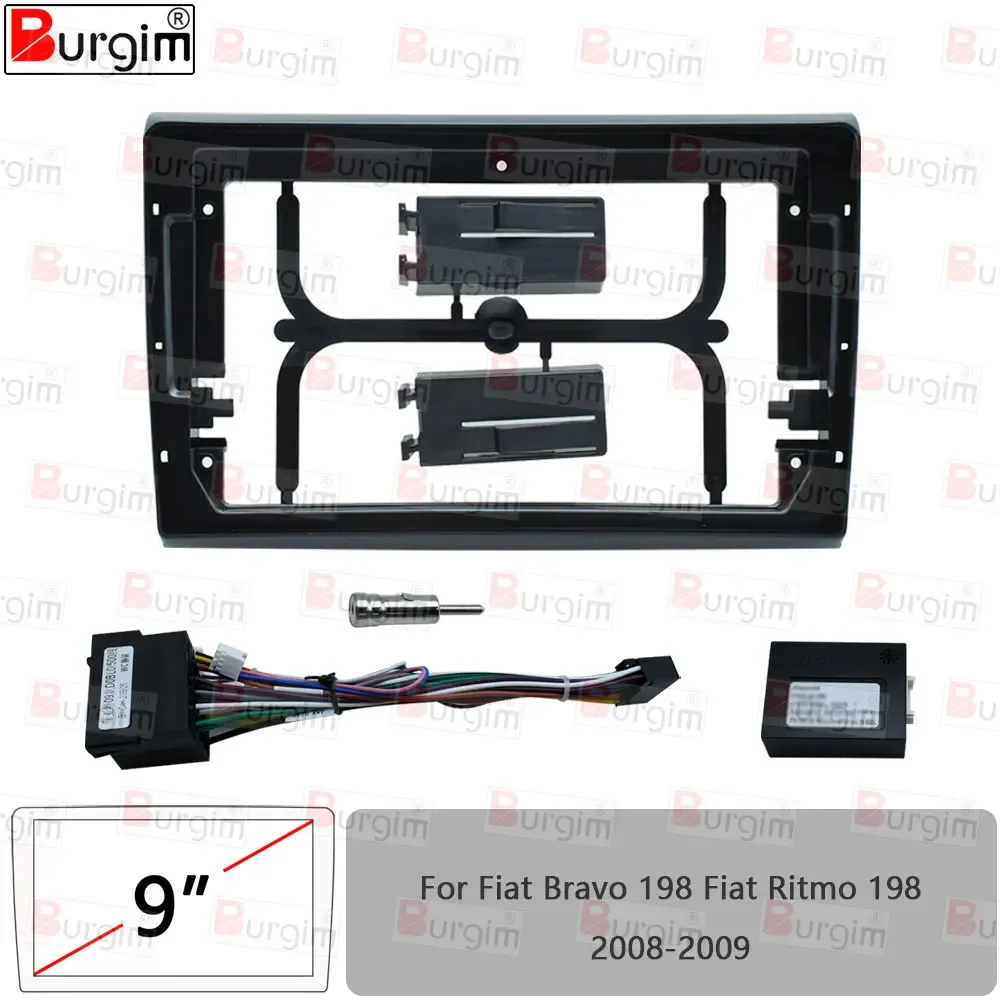 Car Radio Fascias Frame For Fiat Bravo 198 Fiat Ritmo 2007-2016 9 inch Stereo Panel Harness Power Cable Adapter Canbus Decoder