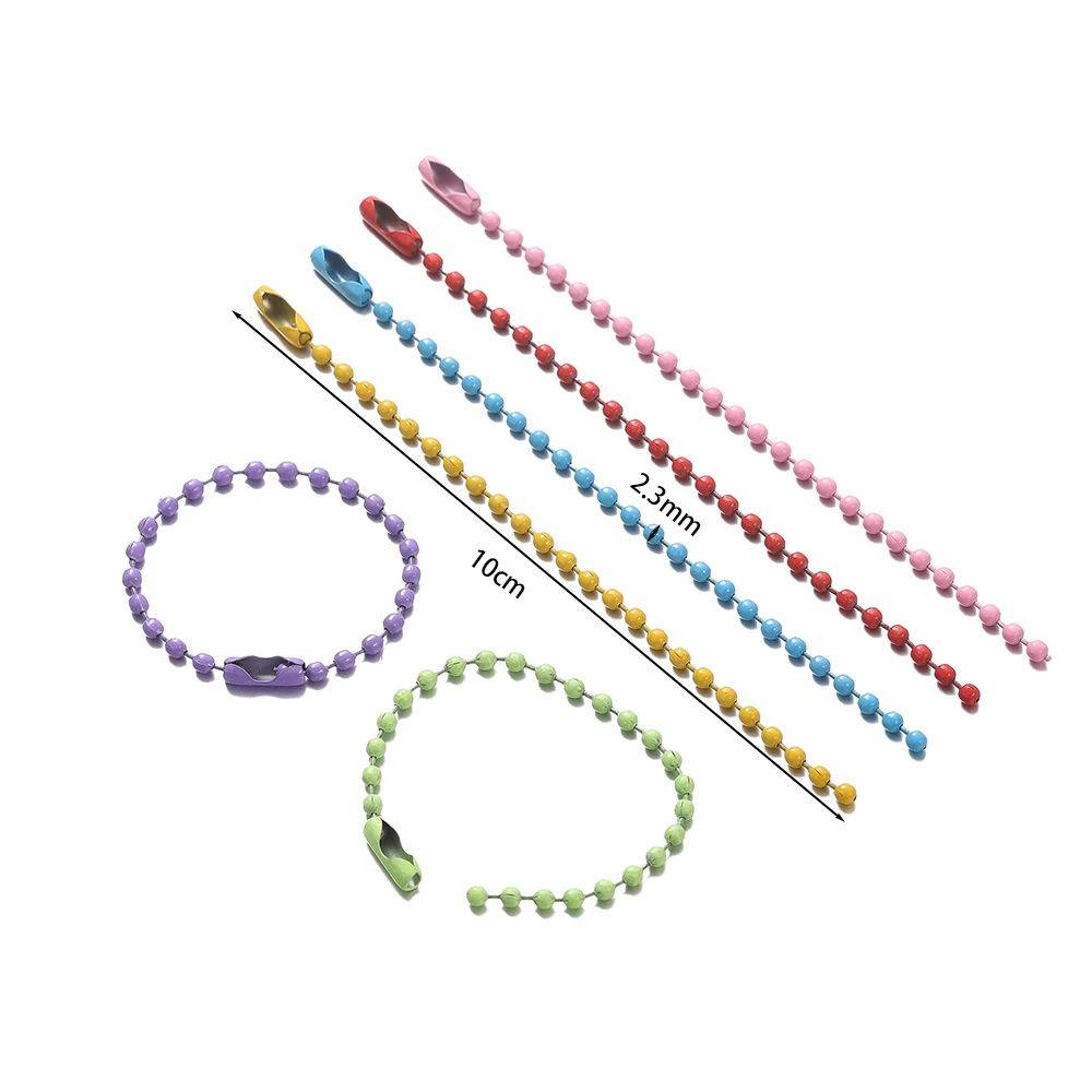 20pcs/lot 10cm Colorful Ball Bead Chains Fits Key Chain/Label Hand Tag Connector For DIY Bracelet Jewelry Making Accessorise