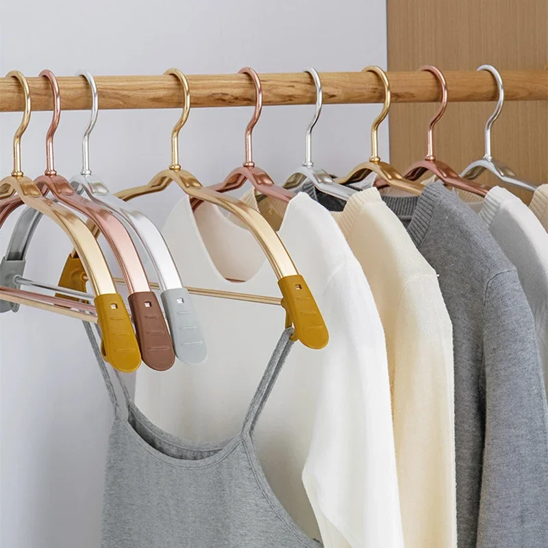 Gold Deluxe Thickened Aluminum Alloy Suit Hangers,Wide-Shoulder Anti-Bulge Hanger for Sweaters Shirts,Non-Marking Clothing Rack