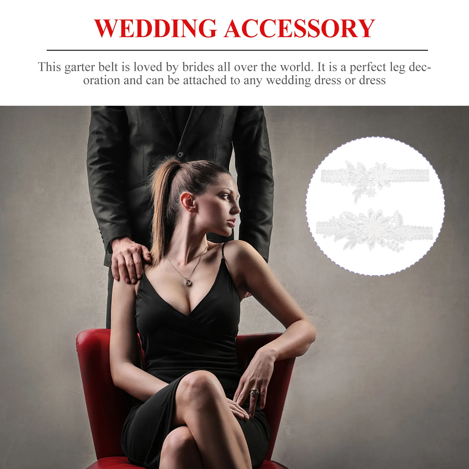 

1Pair Pearl Wedding Bridal Garters Lace Floral Leg Bands Elastic Comfortable Bride Belt Perfect Wedding Dress Decoration