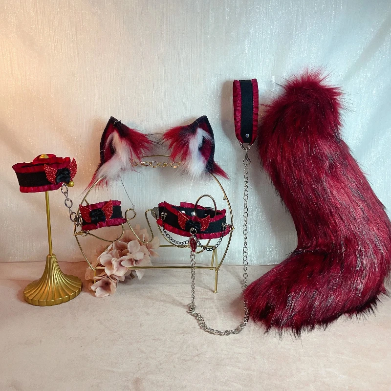 custom-handmade-cosplay-accessories-red-black-fox-wolf-cat-ears-hairhoop-tail-headwera-for-game-party-halloween-cos-prop