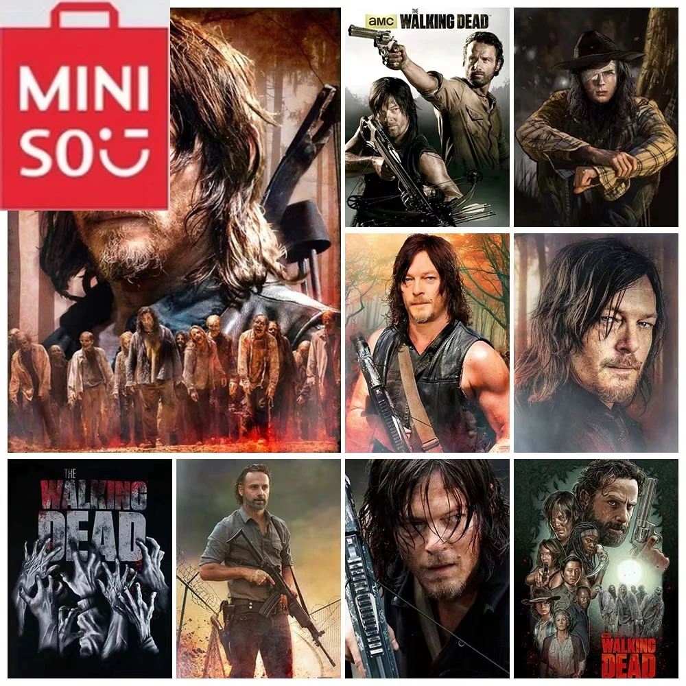 MINISOWalking Dead TV 5D DIY الماس اللوحة الرعب غيبوبة داريل ديكسون نورمان ريدوس اليدوية DIY بها بنفسك عبر التطريز الفن المنزل