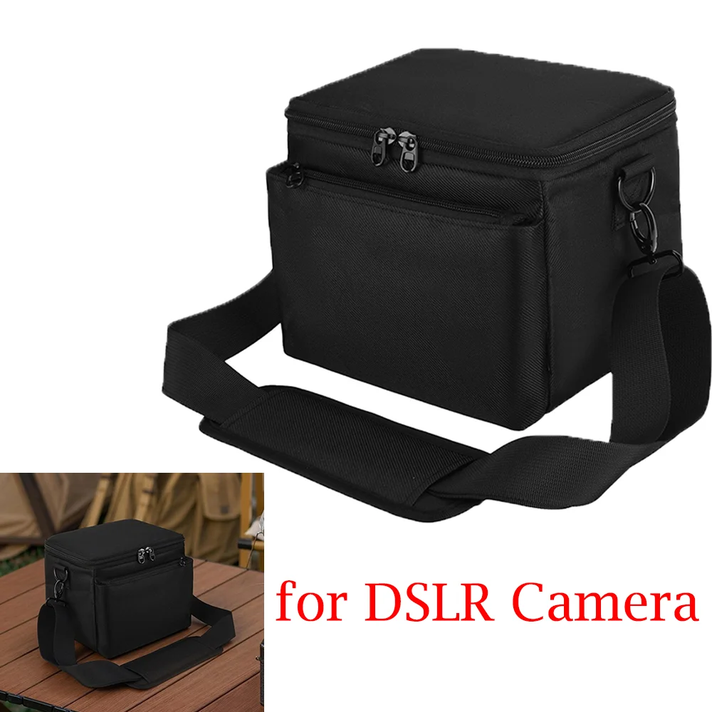 

Storage Bag for DSLR Camera Dual-pocket Crossbody Strap Divided Compartment Nylon Portable Accessories