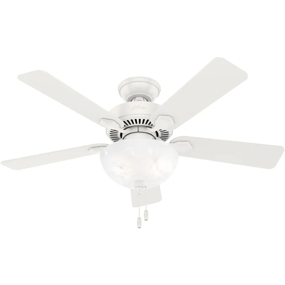 

44 inch White Ceiling Fan with LED Light Kit and Pull Chain, CLASSIC CEILING FAN, MULTI-SPEED REVERSIBLE FAN MOTOR