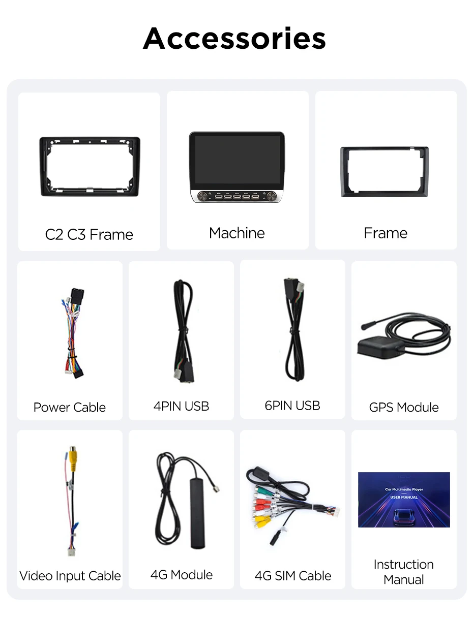 Junsun 10,1-Zoll-Autoradio für Citroen C2 2001 2002-2010, kabelloses CarPlay, Android Auto, intelligente Systeme, IPS-Touchscreen mit physischen Tasten, DSP, GPS-Navigation, WiFi, DAB+, RDS, FM/RAM, BT, SWC, Plug-and-Play, 2DIN-Multimedia-Player – Detail 25