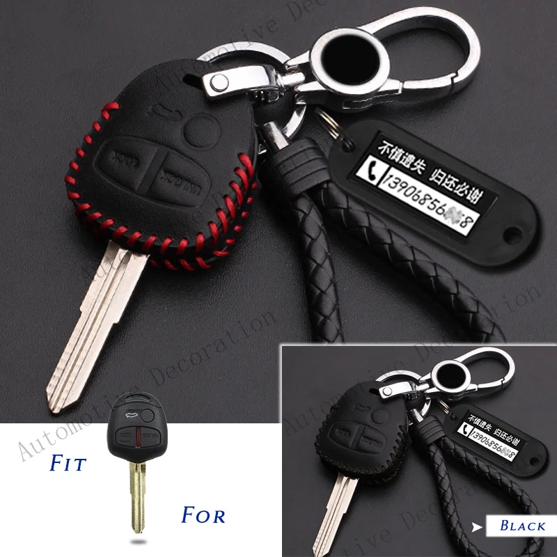 Z+ Genuine Leather Car Key Fob Case Cover For Mitsubishi Grandis Outlander Lancer