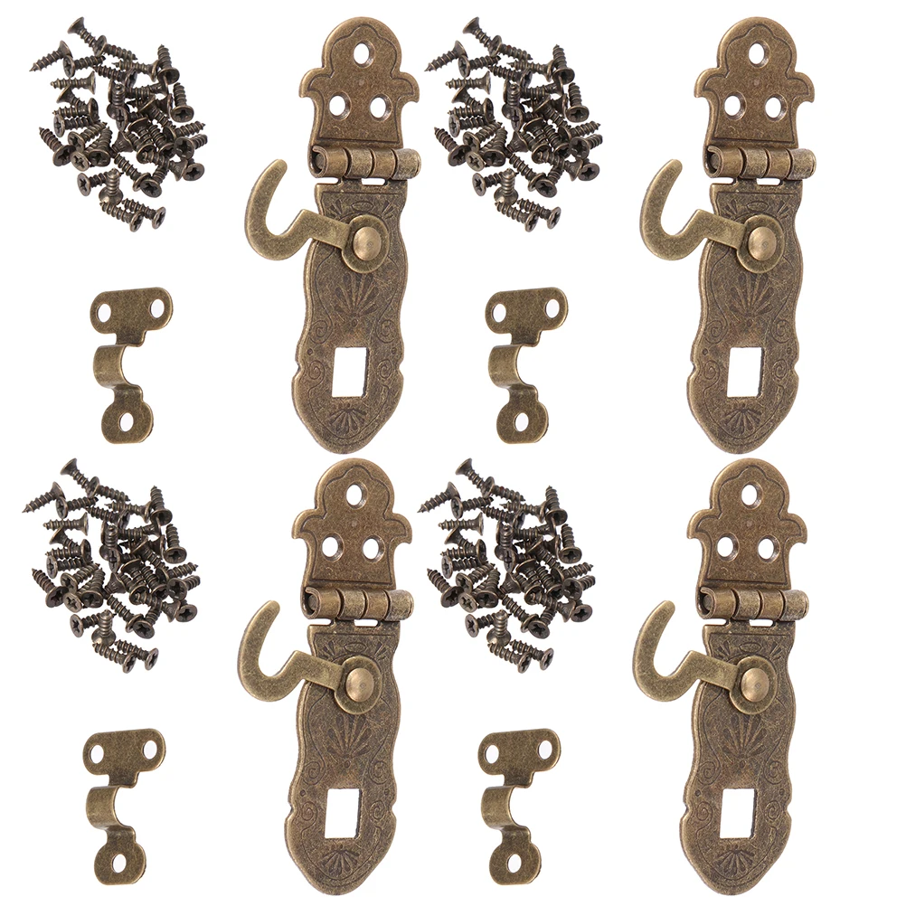 

4 Pcs Vintage Notebook Lock Retro Iron Hasps Latch Buckle Durable Easy Install Jewelry Box Case Chest Home Office Shop
