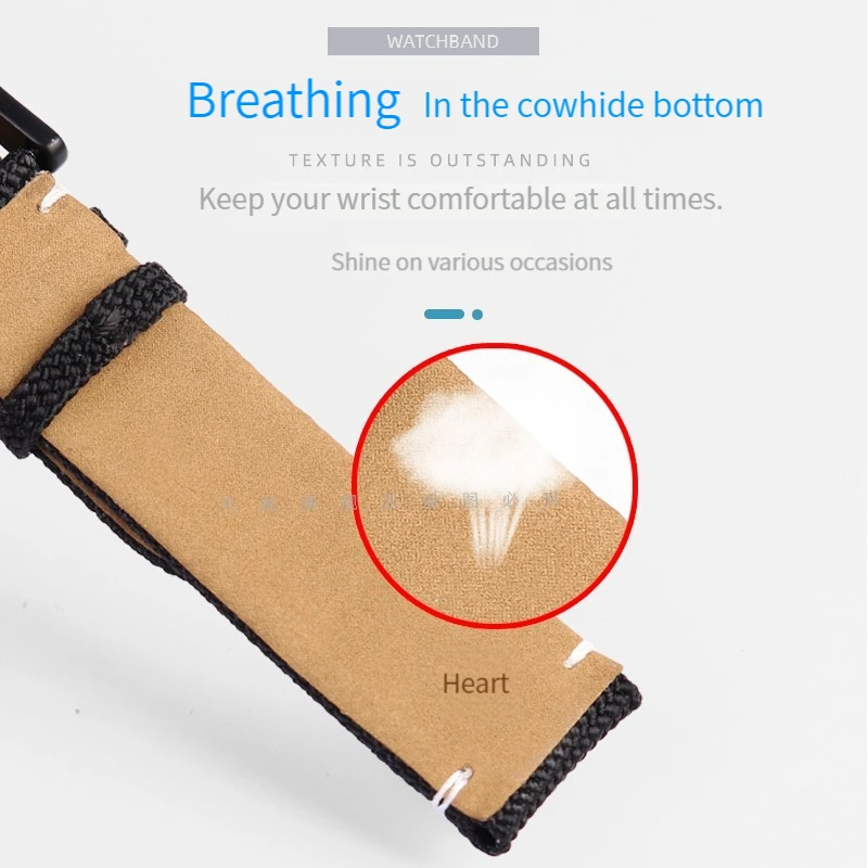 22mm pasek z prawdziwej skóry nylonowe płótno Watchband mężczyźni Sport nurkowanie wodoodporny pasek do nadgarstka dla Mido Ocean Star Watch Strap