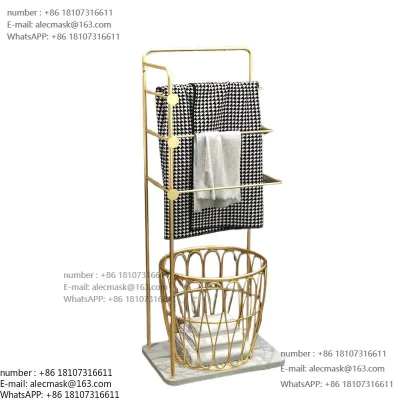 

Light luxury bath towel rack, high-end bathroom rack, floor-to-ceiling modern wrought iron, simple