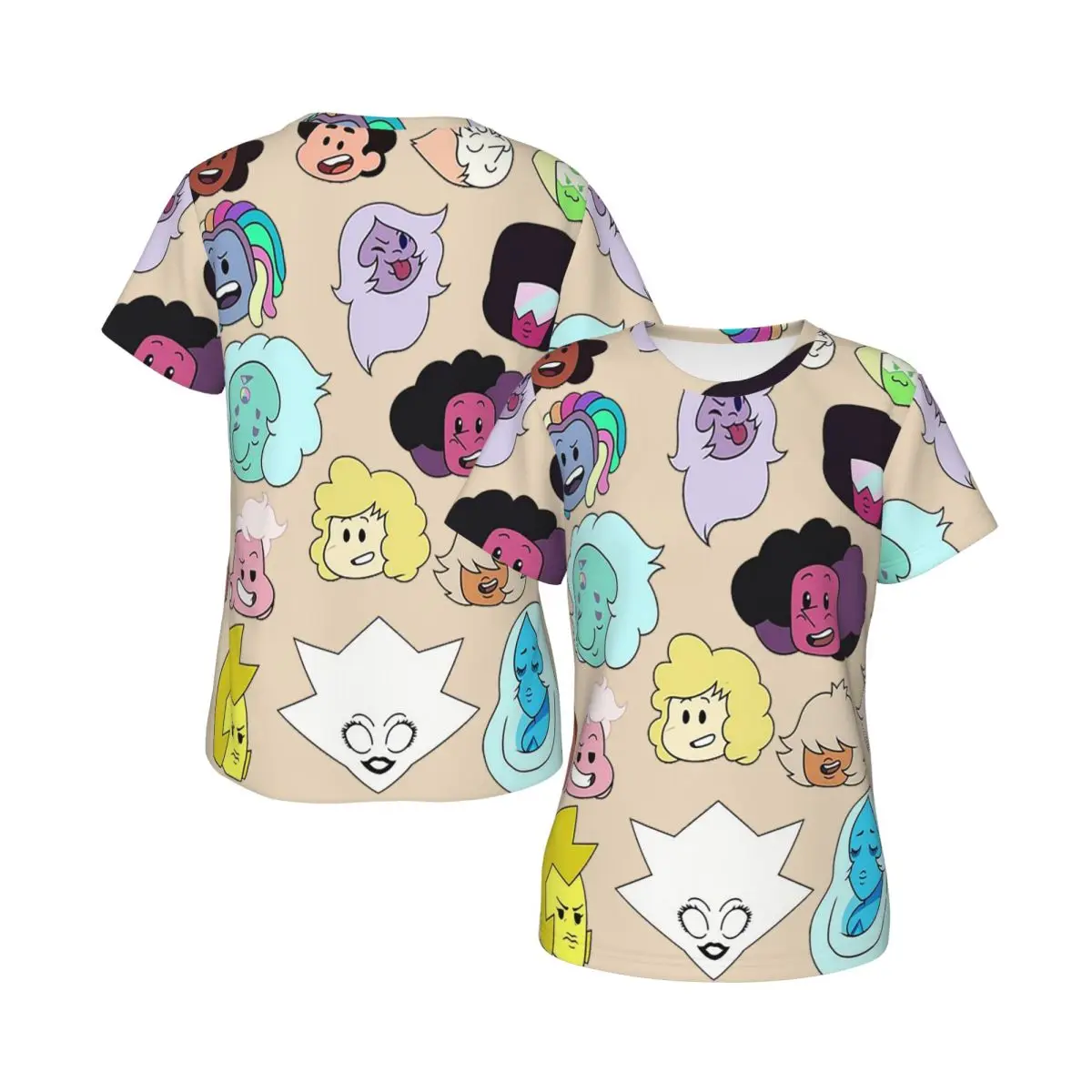 Steven Universe Heads T-Shirt for Women Round Neck Streetwear T Shirts Women's Tees Short Summer Clothes Tops