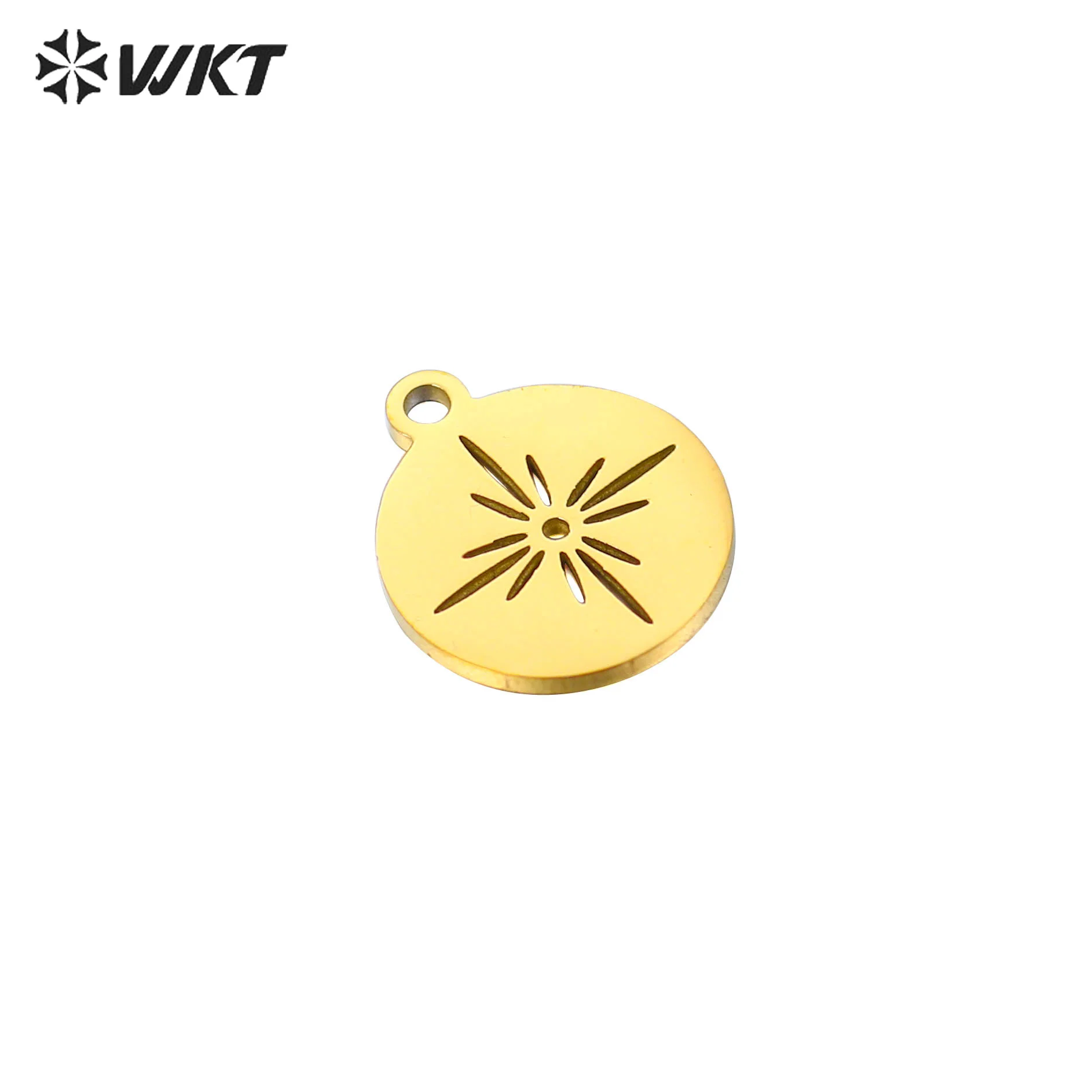 WT-SSP039 Refined Stainless Steel Pendant Gold Plated Sun-flower DIY Titanium Steel Accessories 10/pack