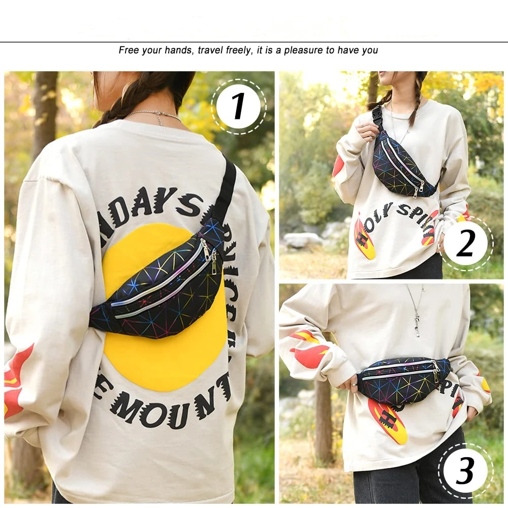 Men's and Women's Universal Models Waist Bag Fashion Crossbody Bags Sports Cell Phone Bags Solid Color Large Capacity Chest Bag