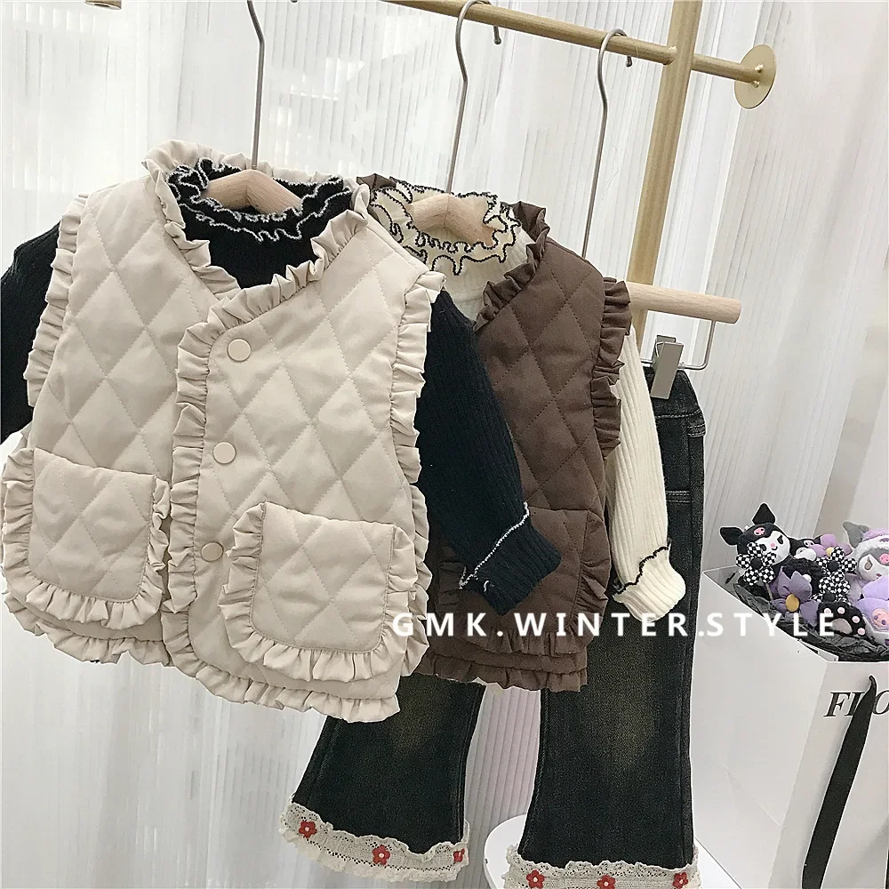 GlaKorea-Manteau en coton pour enfants, réinitialisation pour enfants, Vêtements pour filles, Solide, Tide, Simple, Mode, Hiver, 2024