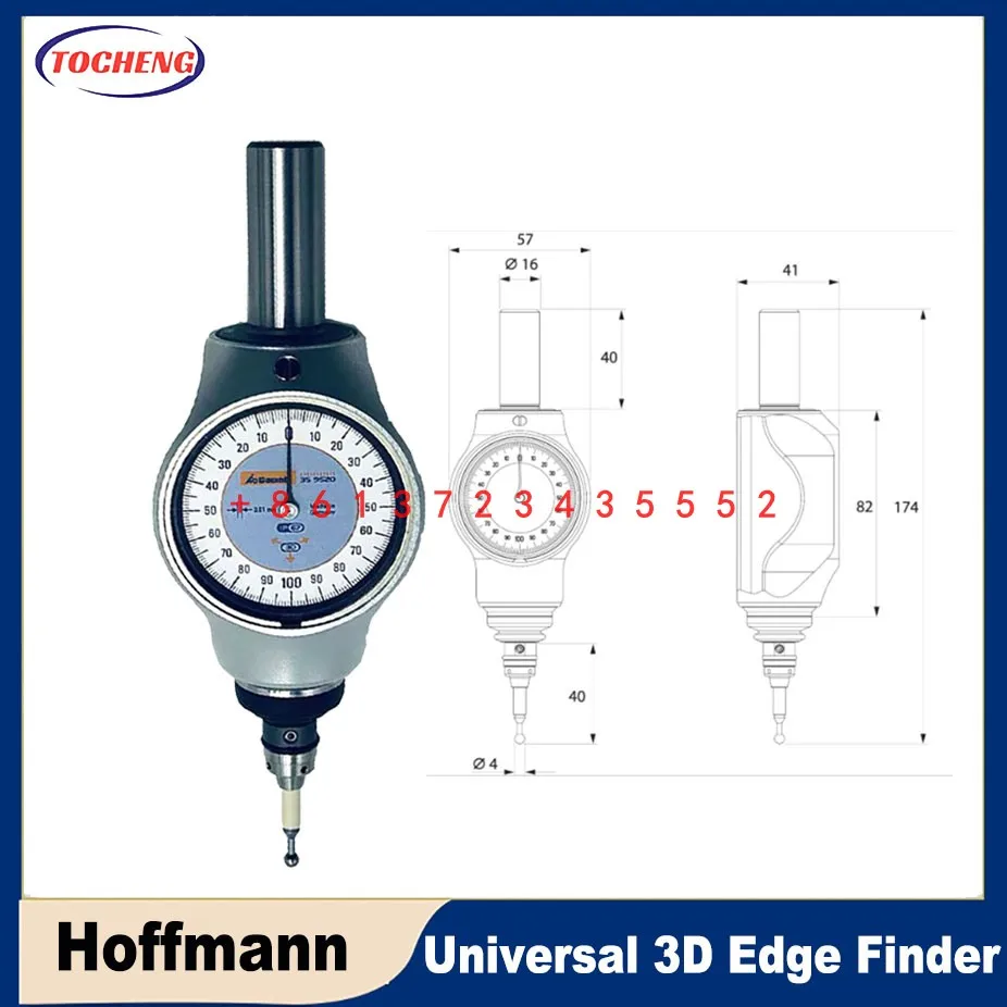 German 3D edge finder Hoffmann universal centering rod taster pointer type 359520 measurement accuracy 0.01