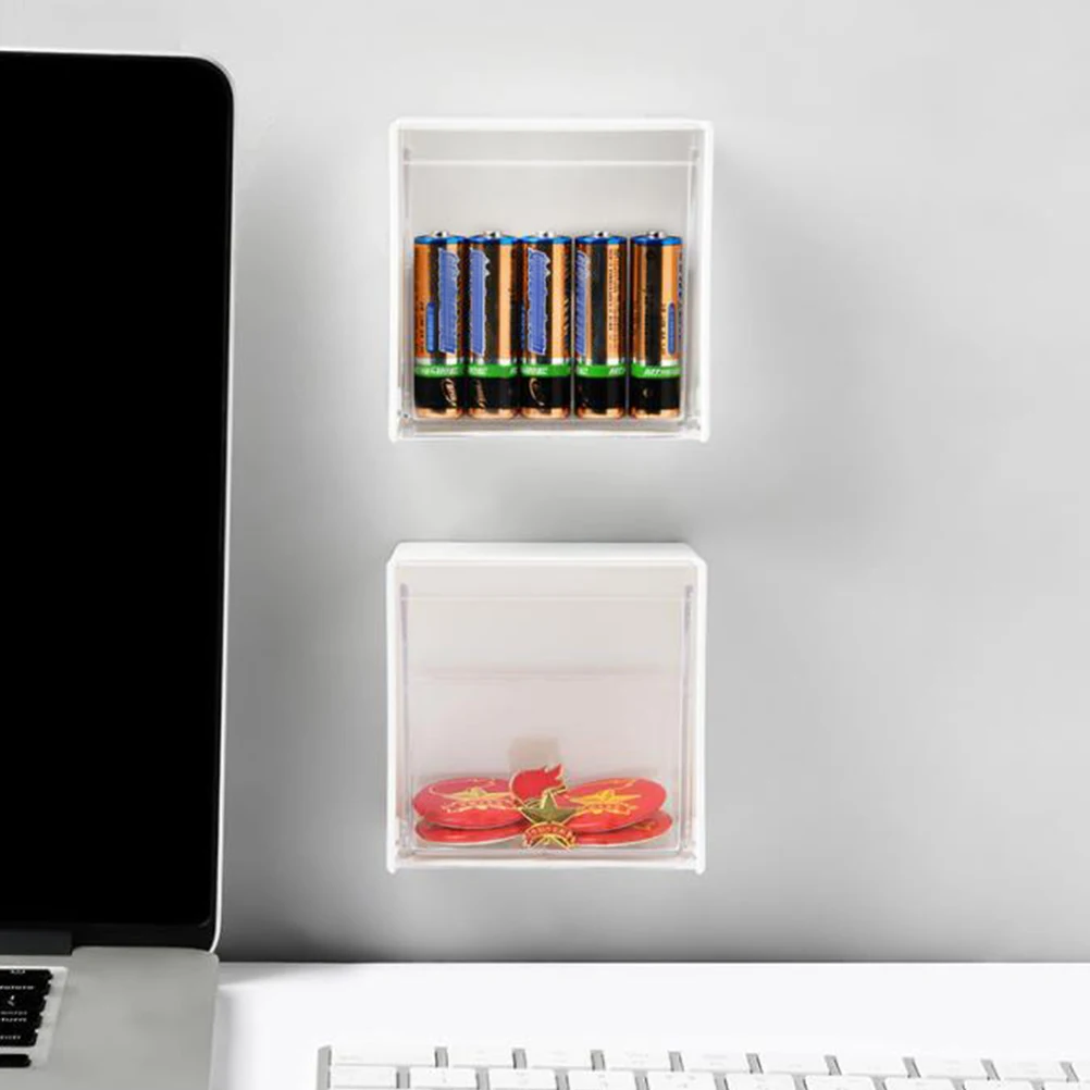 

2pcs Flip-Top Storage Box Craft Organizer Hanging Plastic Sundries Box For Bedroom Living Room Room Kitchen Bathroom Cotton