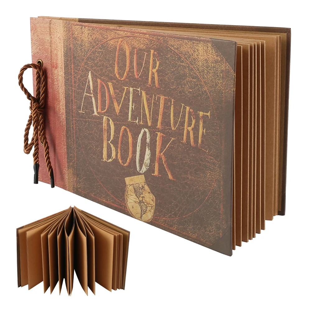 New 160 Page DIY Travel Photo Album Our Adventure Book Leather Retro Creative Anniversary Album Wedding Memory Mother\'s Day Gift