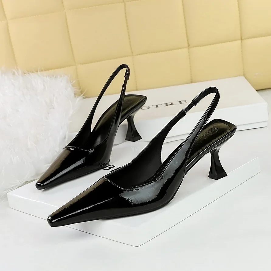 BIGTREE Street Style Sexy Pointed Toe Buckle Strap Women Pumps Stripper Sandals Slingback High Heels Female Retro Shoes Women view 3