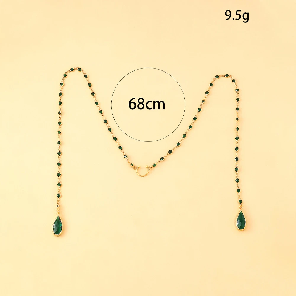 Ethnic Green Crystal Tassel Face Chain Veil Masquerade for Women Handmade Carnival Water Drop Sexy Mask Chain Party Accessories