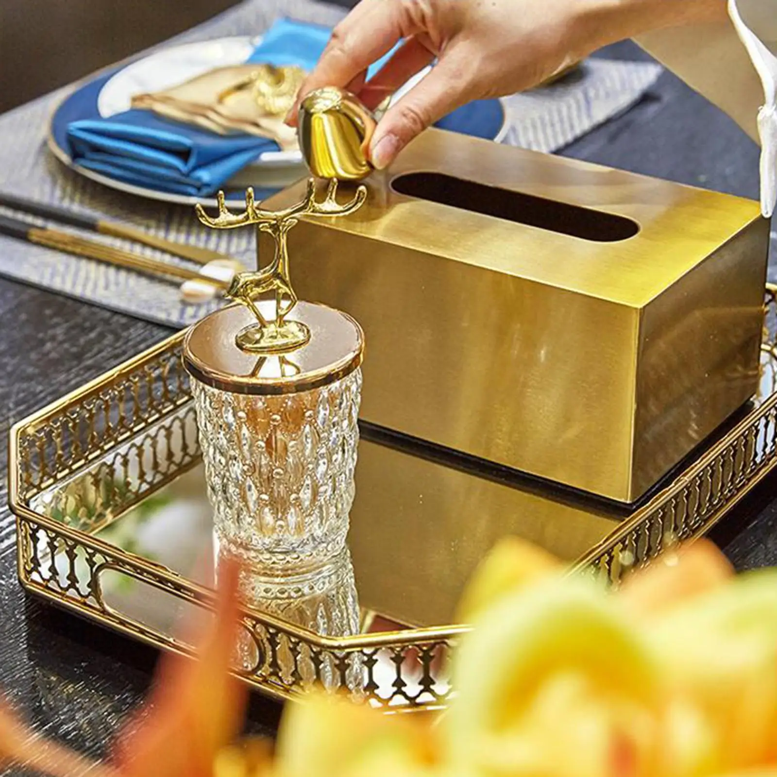 Mirror Tray Decorative Tray Perfume Tray Makeup Tray Jewelry Tray Gold Mirrored